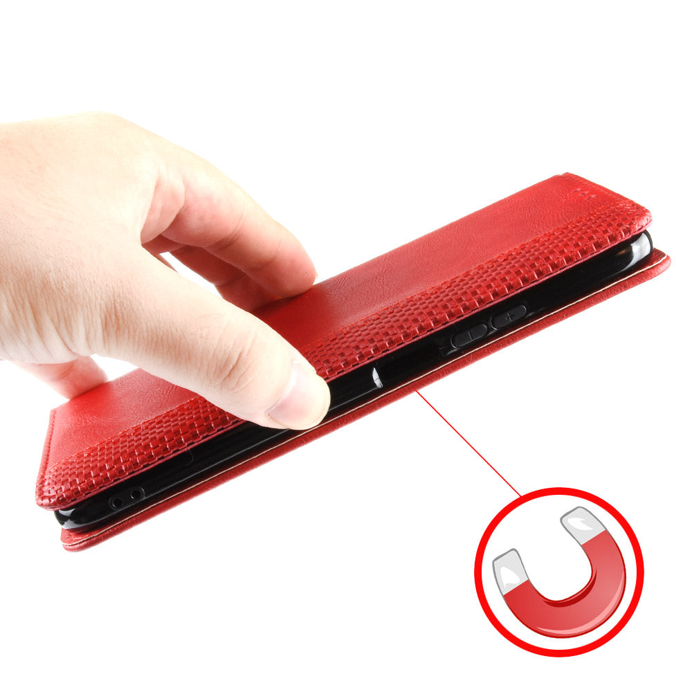 For Xiaomi Poco M8 Pro 5G / Redmi Note 15 Pro+ 5G (Global) Leather Case Wallet Stand Retro Texture Phone Cover - Red