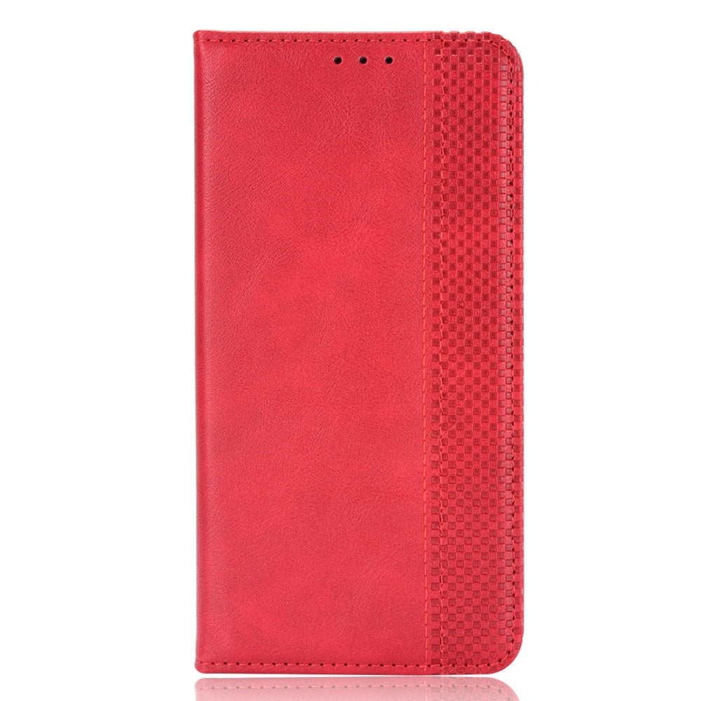 For Xiaomi Poco M8 Pro 5G / Redmi Note 15 Pro+ 5G (Global) Leather Case Wallet Stand Retro Texture Phone Cover - Red