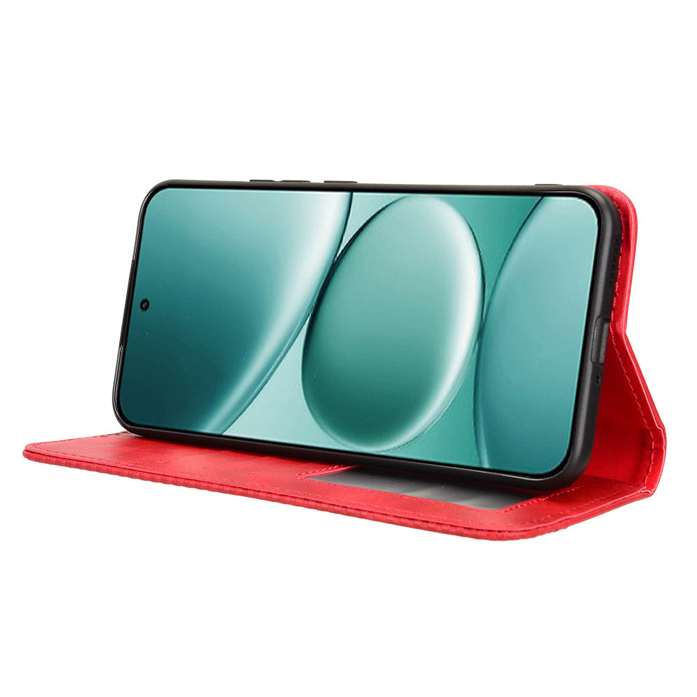 For Xiaomi Poco M8 Pro 5G / Redmi Note 15 Pro+ 5G (Global) Leather Case Wallet Stand Retro Texture Phone Cover - Red