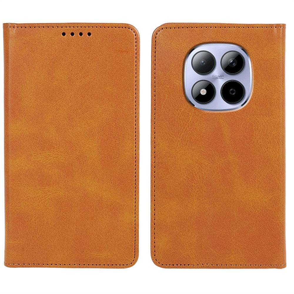 For Xiaomi Redmi Note 15 Pro 5G (Global) Case Strong Magnetic PU Leather Phone Cover Calf Texture - Khaki