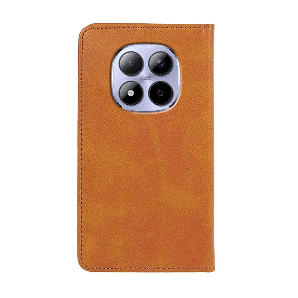 For Xiaomi Redmi Note 15 Pro 5G (Global) Case Strong Magnetic PU Leather Phone Cover Calf Texture - Khaki