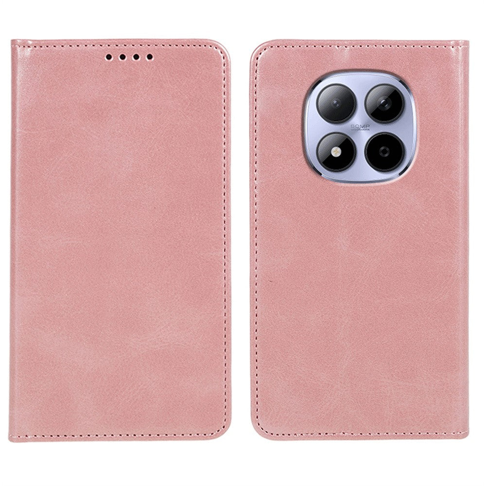 For Xiaomi Redmi Note 15 Pro 5G (Global) Case Strong Magnetic PU Leather Phone Cover Calf Texture - Rose Gold