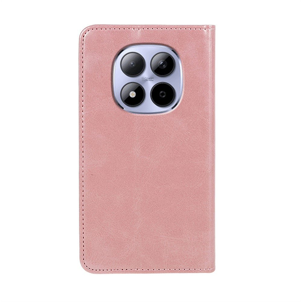 For Xiaomi Redmi Note 15 Pro 5G (Global) Case Strong Magnetic PU Leather Phone Cover Calf Texture - Rose Gold