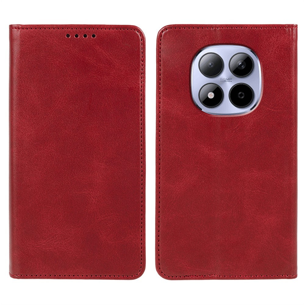 For Xiaomi Redmi Note 15 Pro 5G (Global) Case Strong Magnetic PU Leather Phone Cover Calf Texture - Red