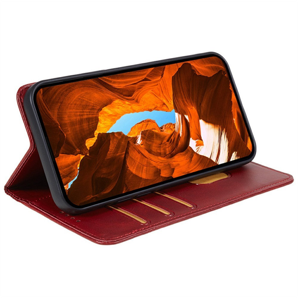 For Xiaomi Redmi Note 15 Pro 5G (Global) Case Strong Magnetic PU Leather Phone Cover Calf Texture - Red
