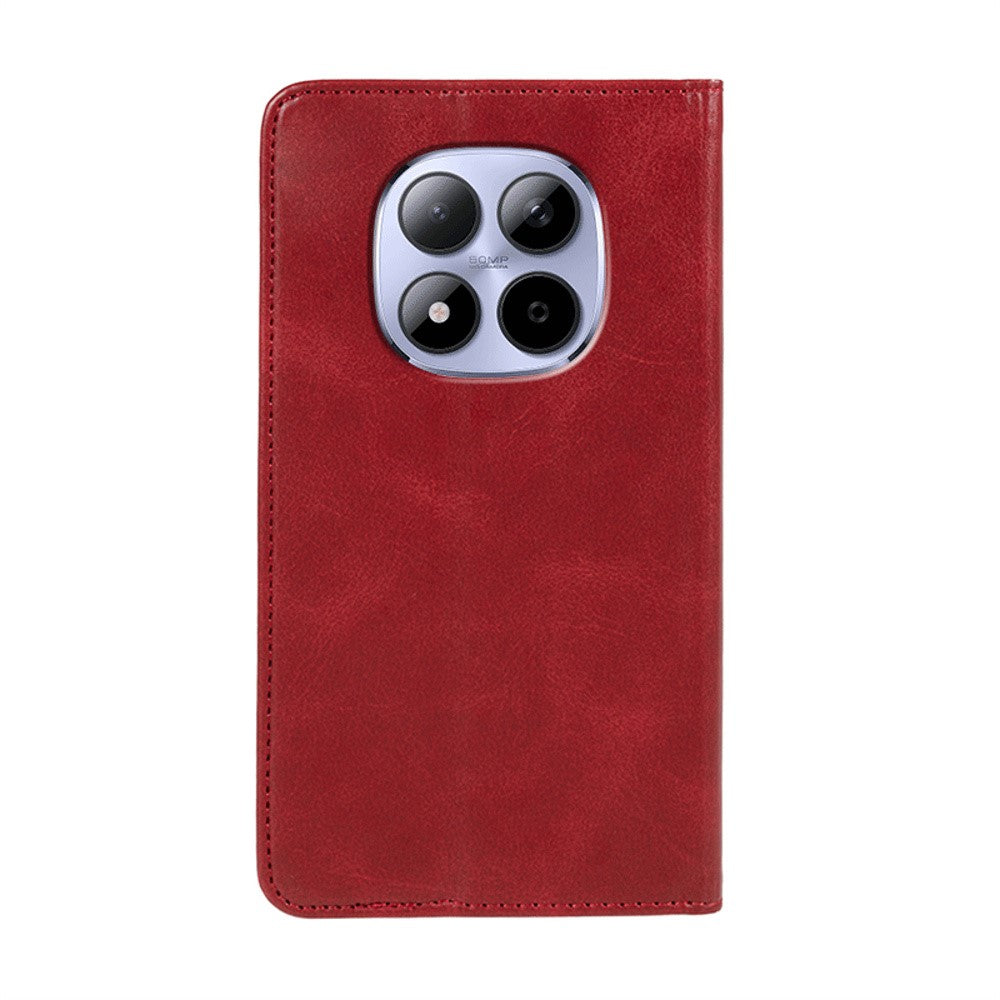 For Xiaomi Redmi Note 15 Pro 5G (Global) Case Strong Magnetic PU Leather Phone Cover Calf Texture - Red