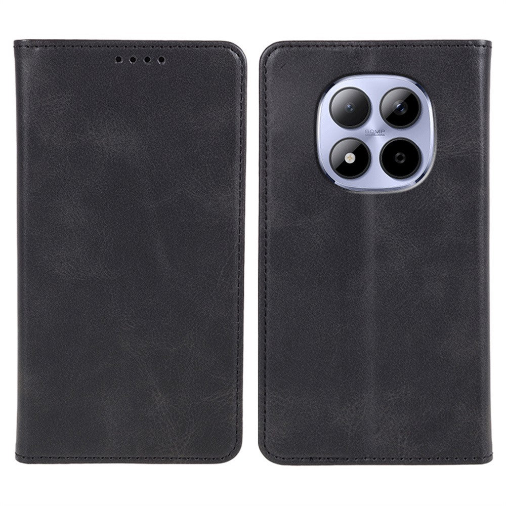 For Xiaomi Redmi Note 15 Pro 5G (Global) Case Strong Magnetic PU Leather Phone Cover Calf Texture - Black
