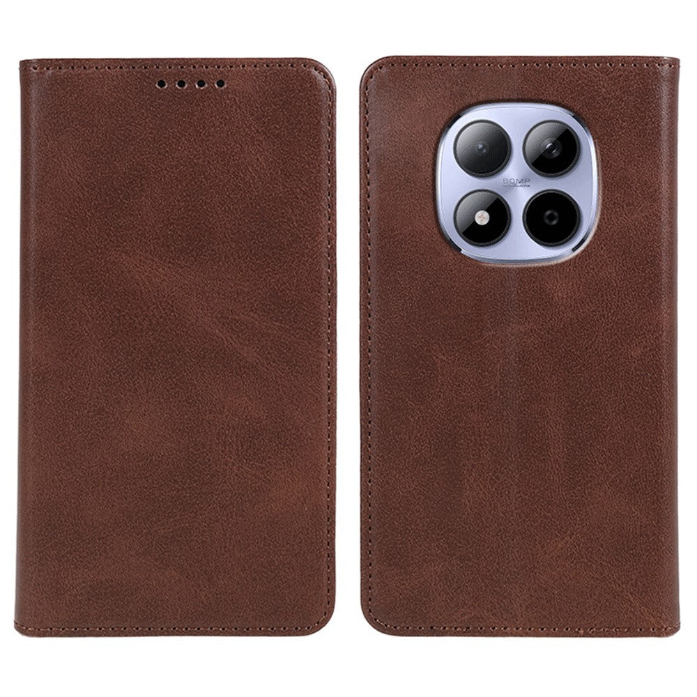 For Xiaomi Redmi Note 15 Pro 5G (Global) Case Strong Magnetic PU Leather Phone Cover Calf Texture - Brown