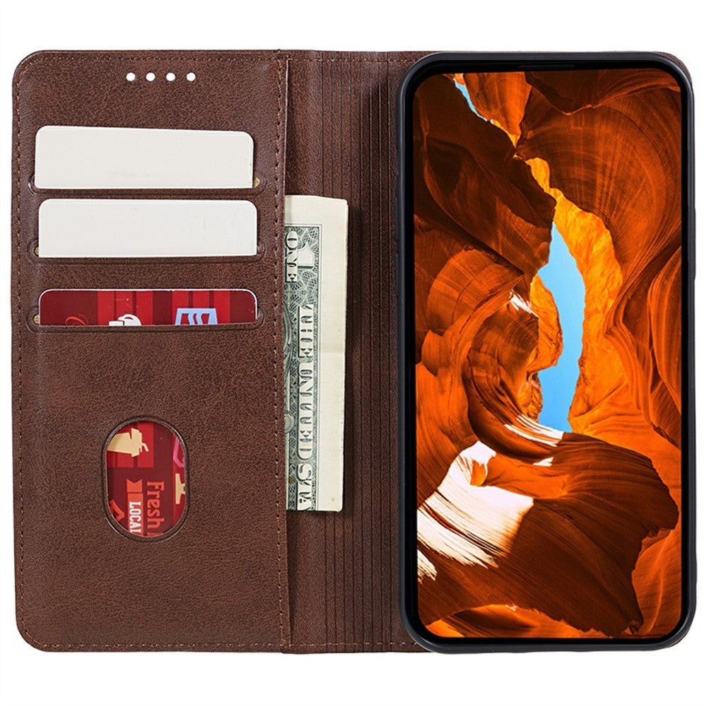 For Xiaomi Redmi Note 15 Pro 5G (Global) Case Strong Magnetic PU Leather Phone Cover Calf Texture - Brown