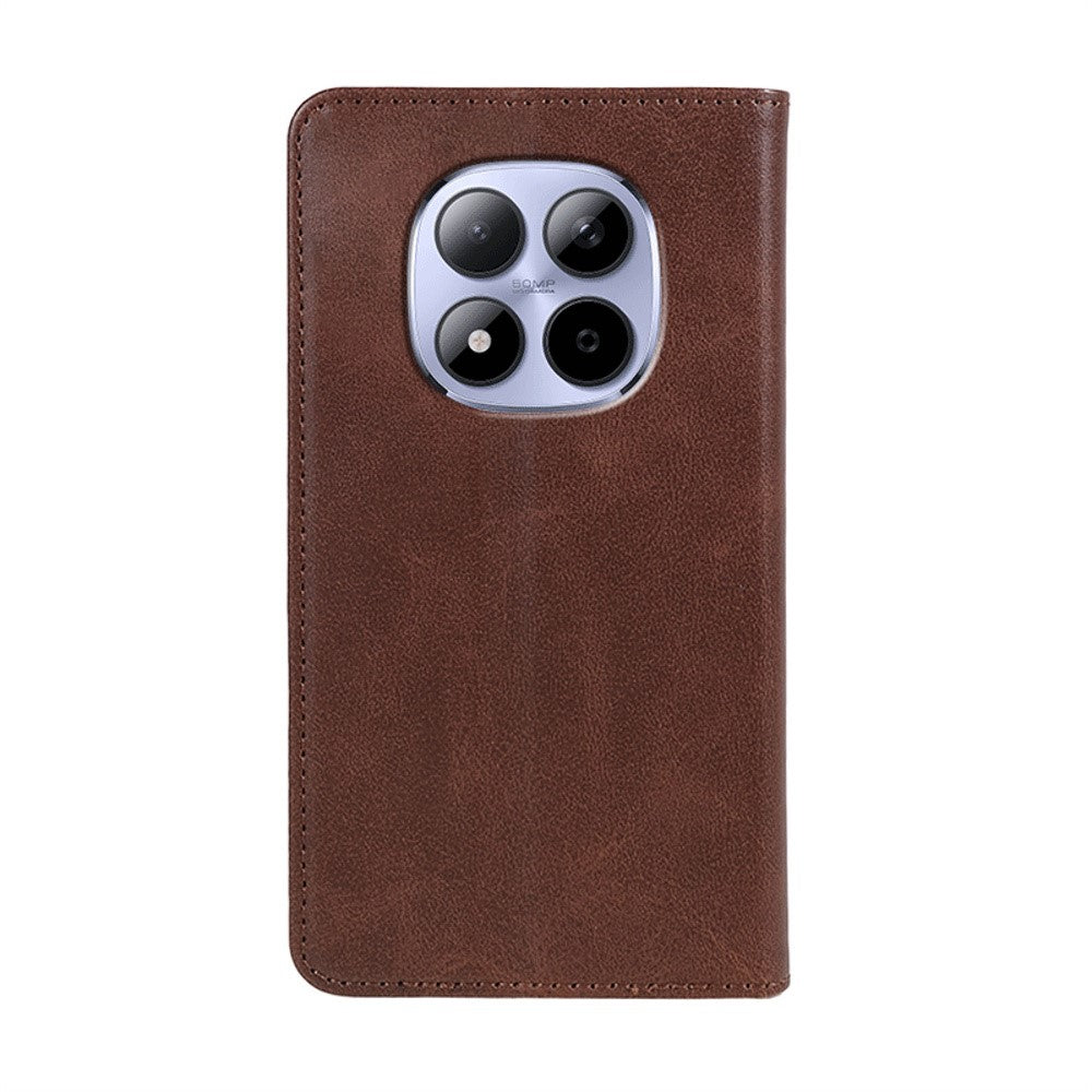 For Xiaomi Redmi Note 15 Pro 5G (Global) Case Strong Magnetic PU Leather Phone Cover Calf Texture - Brown