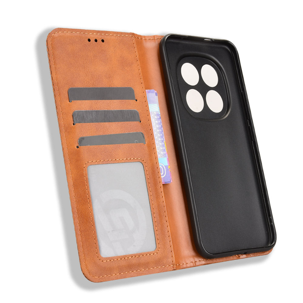 For Xiaomi Redmi Note 15 Pro 5G (Global) Leather Case Wallet Stand Retro Texture Phone Cover - Brown