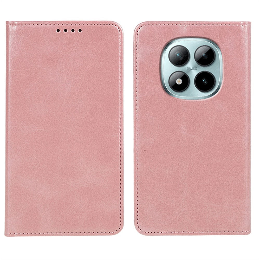 For Xiaomi Poco M8 Pro 5G / Redmi Note 15 Pro+ 5G (Global) Case Strong Magnetic PU Leather Phone Cover Calf Texture - Rose Gold