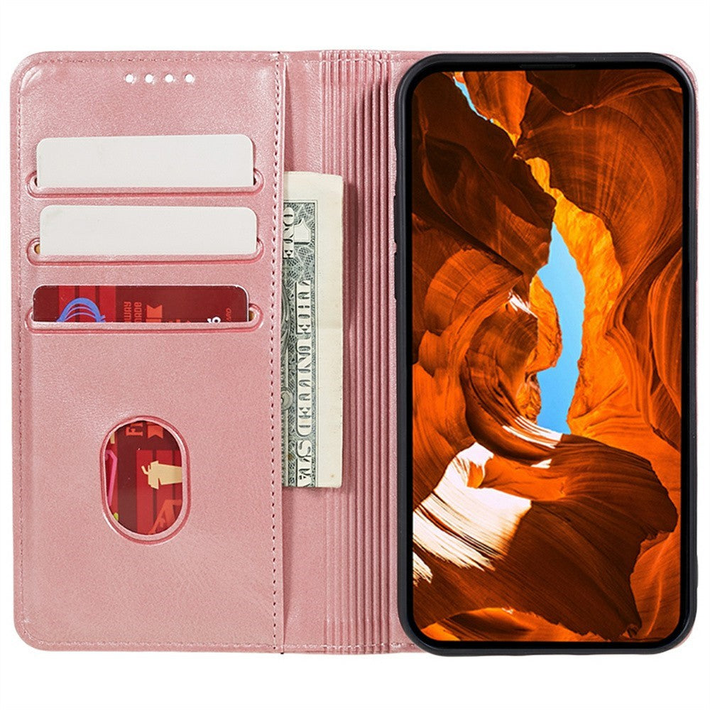 For Xiaomi Poco M8 Pro 5G / Redmi Note 15 Pro+ 5G (Global) Case Strong Magnetic PU Leather Phone Cover Calf Texture - Rose Gold