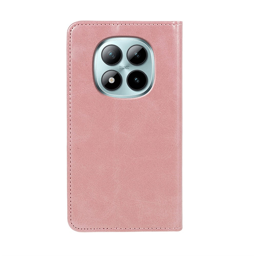 For Xiaomi Poco M8 Pro 5G / Redmi Note 15 Pro+ 5G (Global) Case Strong Magnetic PU Leather Phone Cover Calf Texture - Rose Gold