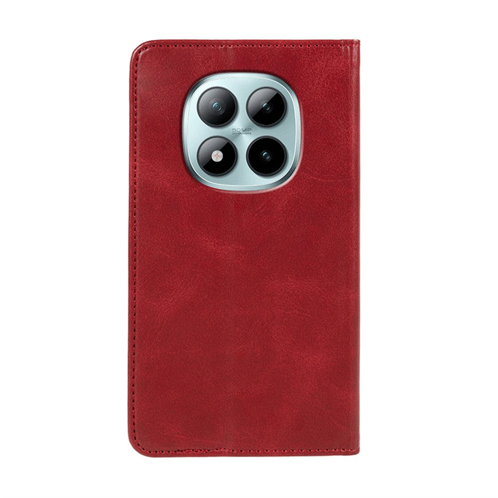 For Xiaomi Poco M8 Pro 5G / Redmi Note 15 Pro+ 5G (Global) Case Strong Magnetic PU Leather Phone Cover Calf Texture - Red