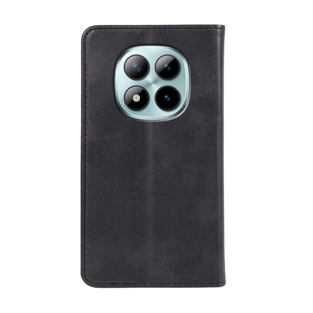 For Xiaomi Poco M8 Pro 5G / Redmi Note 15 Pro+ 5G (Global) Case Strong Magnetic PU Leather Phone Cover Calf Texture - Black