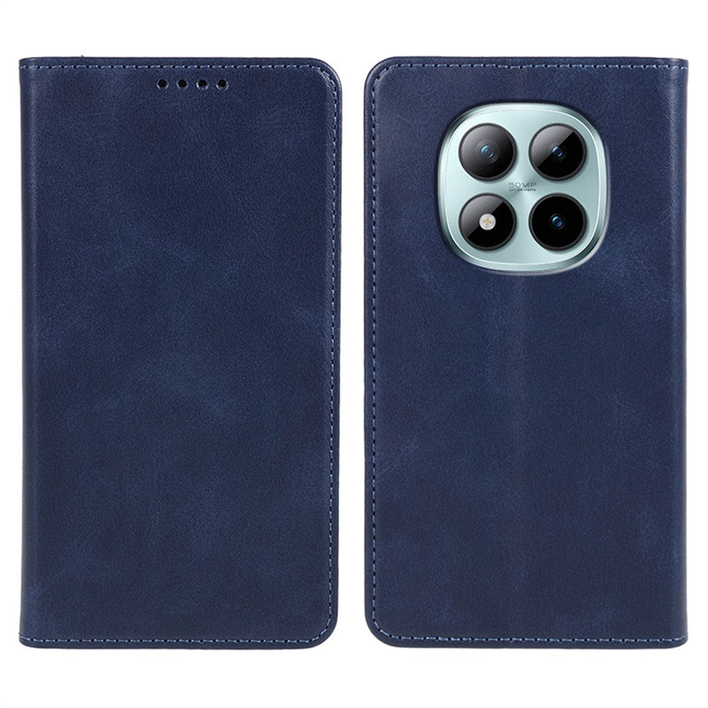 For Xiaomi Poco M8 Pro 5G / Redmi Note 15 Pro+ 5G (Global) Case Strong Magnetic PU Leather Phone Cover Calf Texture - Blue
