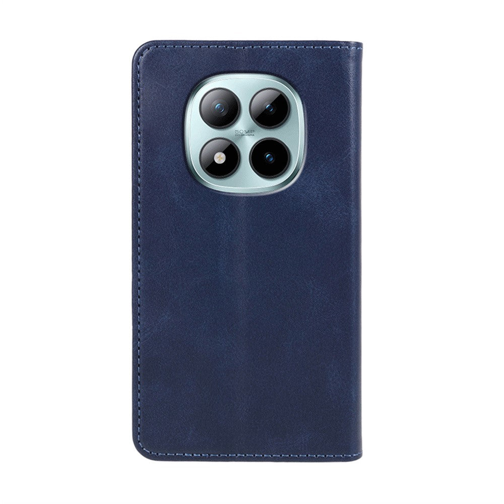 For Xiaomi Poco M8 Pro 5G / Redmi Note 15 Pro+ 5G (Global) Case Strong Magnetic PU Leather Phone Cover Calf Texture - Blue