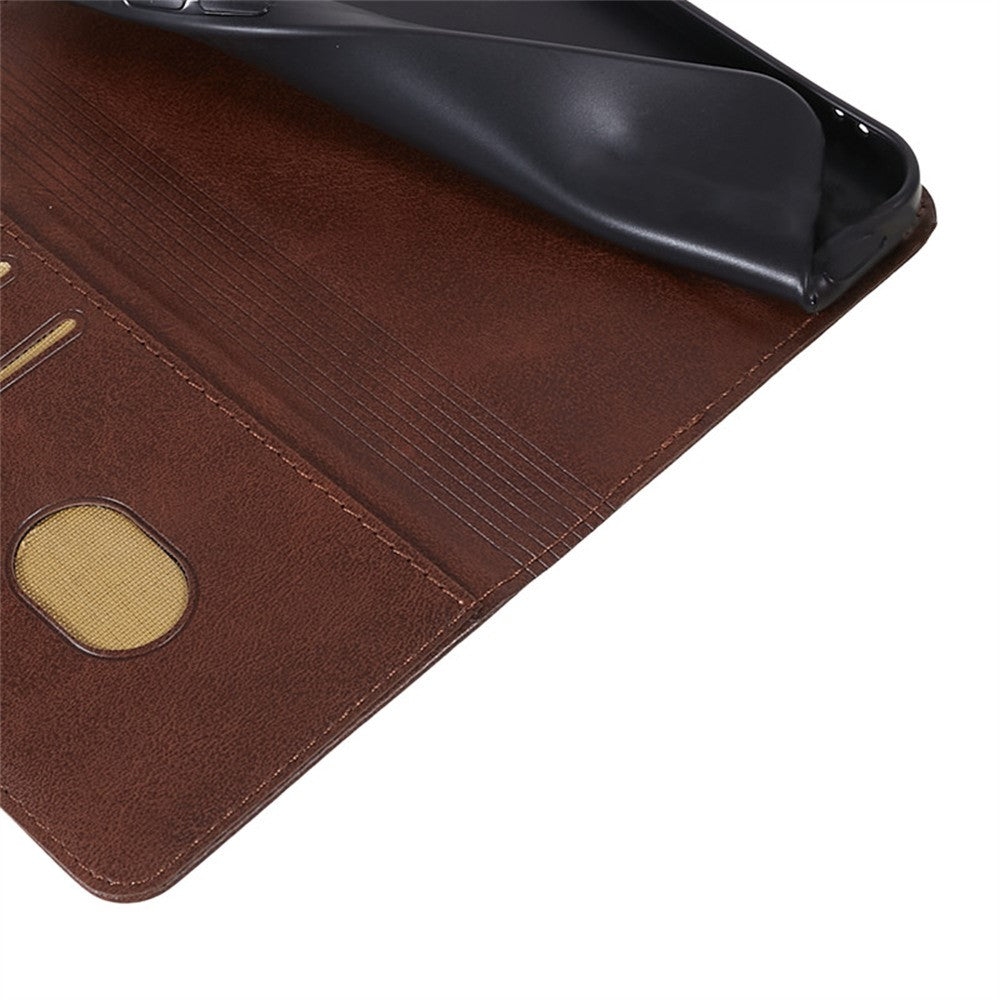 For Xiaomi Poco M8 Pro 5G / Redmi Note 15 Pro+ 5G (Global) Case Strong Magnetic PU Leather Phone Cover Calf Texture - Brown