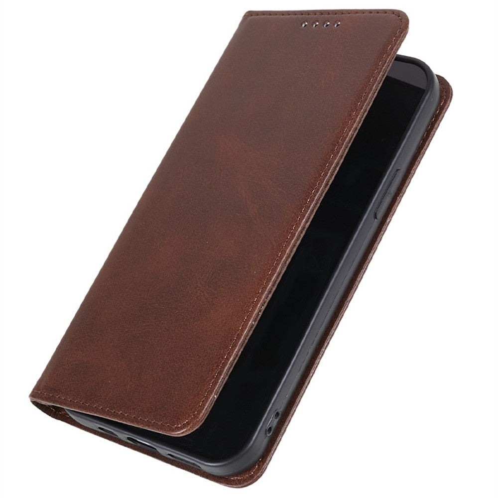 For Xiaomi Poco M8 Pro 5G / Redmi Note 15 Pro+ 5G (Global) Case Strong Magnetic PU Leather Phone Cover Calf Texture - Brown