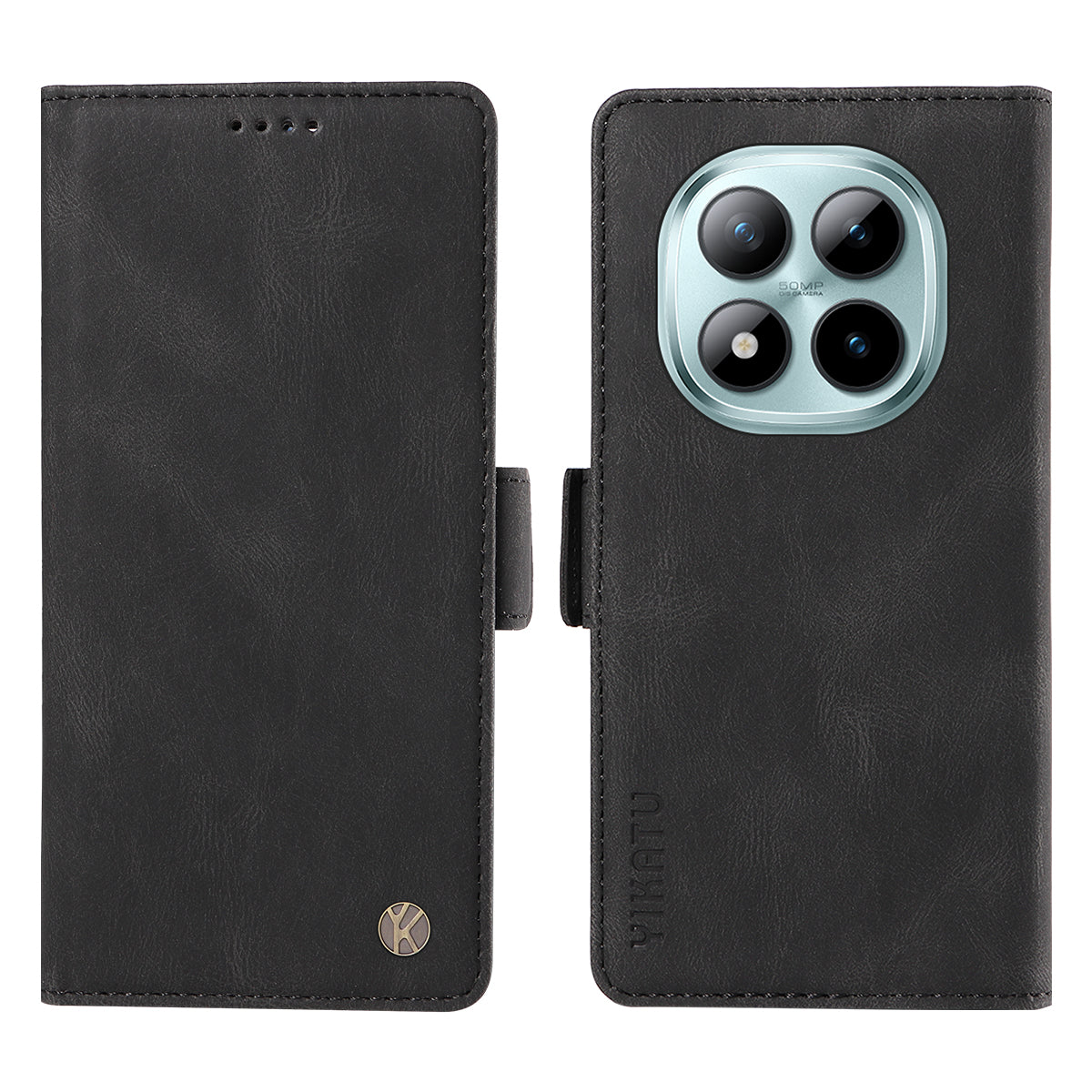 For Xiaomi Poco M8 Pro 5G / Redmi Note 15 Pro+ 5G (Global) Leather Case YIKATU YK-005 Skin-touch Feeling Wallet Phone Cover - Black