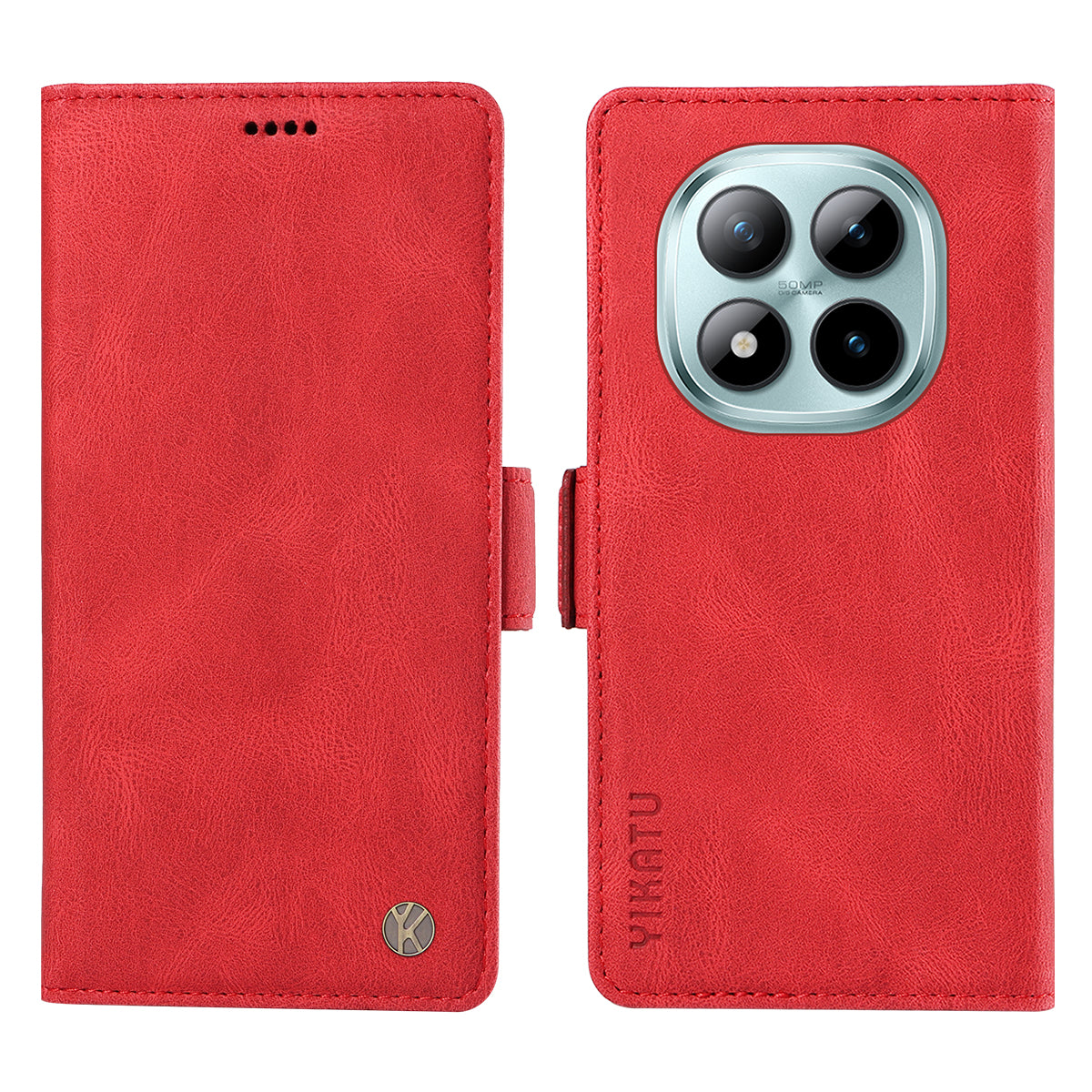 For Xiaomi Poco M8 Pro 5G / Redmi Note 15 Pro+ 5G (Global) Leather Case YIKATU YK-005 Skin-touch Feeling Wallet Phone Cover - Red