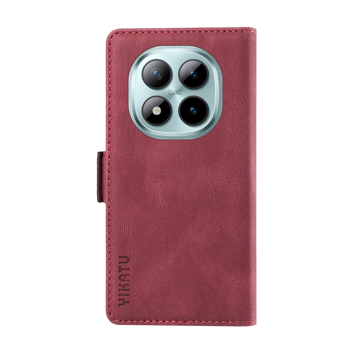 For Xiaomi Poco M8 Pro 5G / Redmi Note 15 Pro+ 5G (Global) Leather Case YIKATU YK-005 Skin-touch Feeling Wallet Phone Cover - Wine Red
