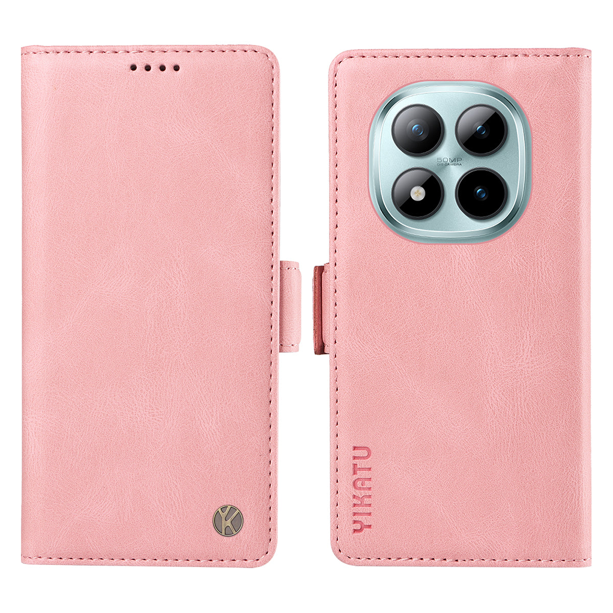For Xiaomi Poco M8 Pro 5G / Redmi Note 15 Pro+ 5G (Global) Leather Case YIKATU YK-005 Skin-touch Feeling Wallet Phone Cover - Pink