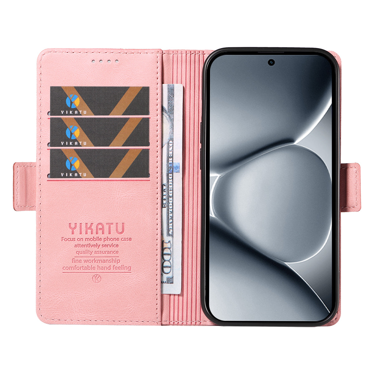 For Xiaomi Poco M8 Pro 5G / Redmi Note 15 Pro+ 5G (Global) Leather Case YIKATU YK-005 Skin-touch Feeling Wallet Phone Cover - Pink