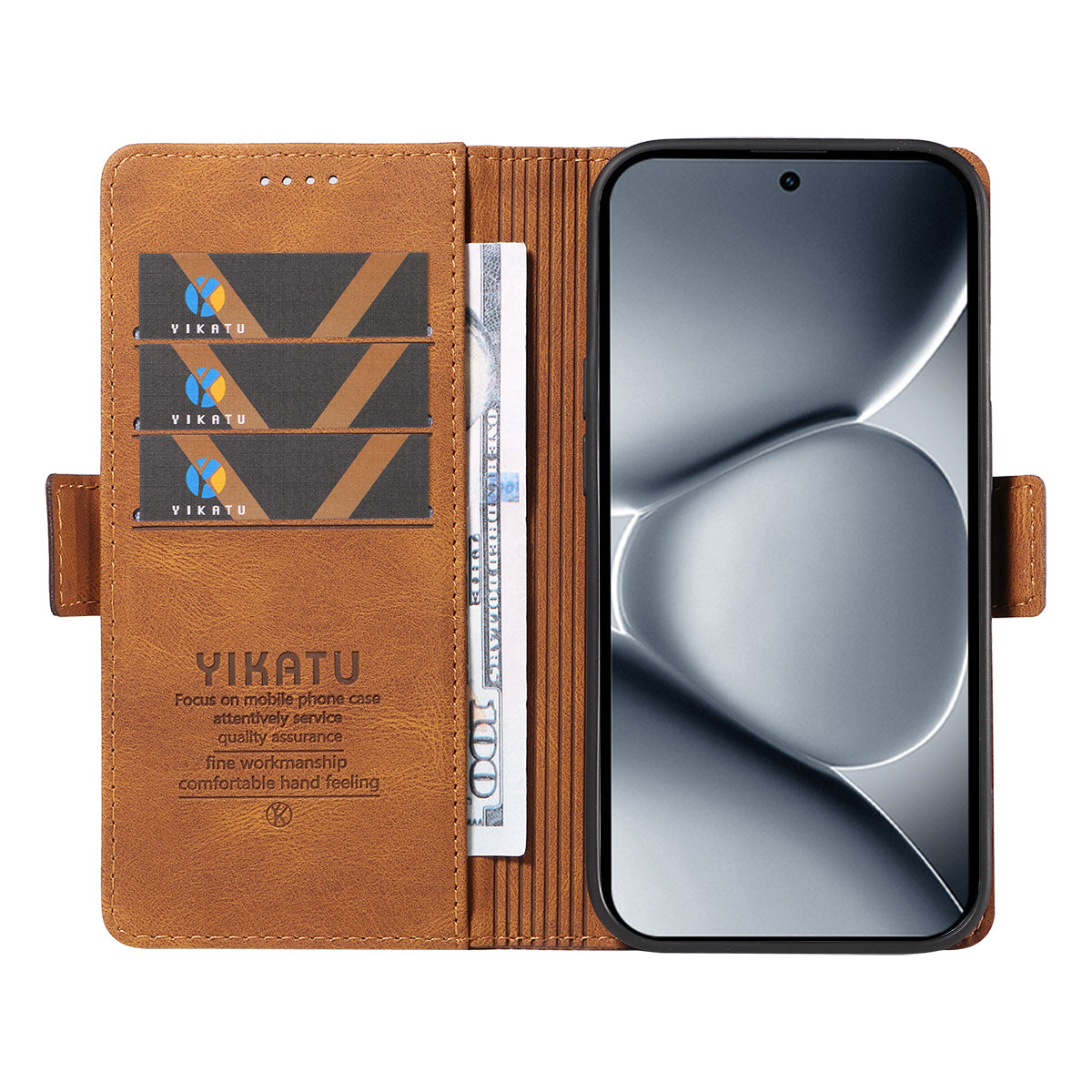 For Xiaomi Poco M8 Pro 5G / Redmi Note 15 Pro+ 5G (Global) Leather Case YIKATU YK-005 Skin-touch Feeling Wallet Phone Cover - Brown