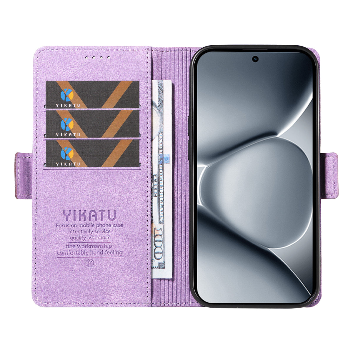 For Xiaomi Poco M8 Pro 5G / Redmi Note 15 Pro+ 5G (Global) Leather Case YIKATU YK-005 Skin-touch Feeling Wallet Phone Cover - Purple