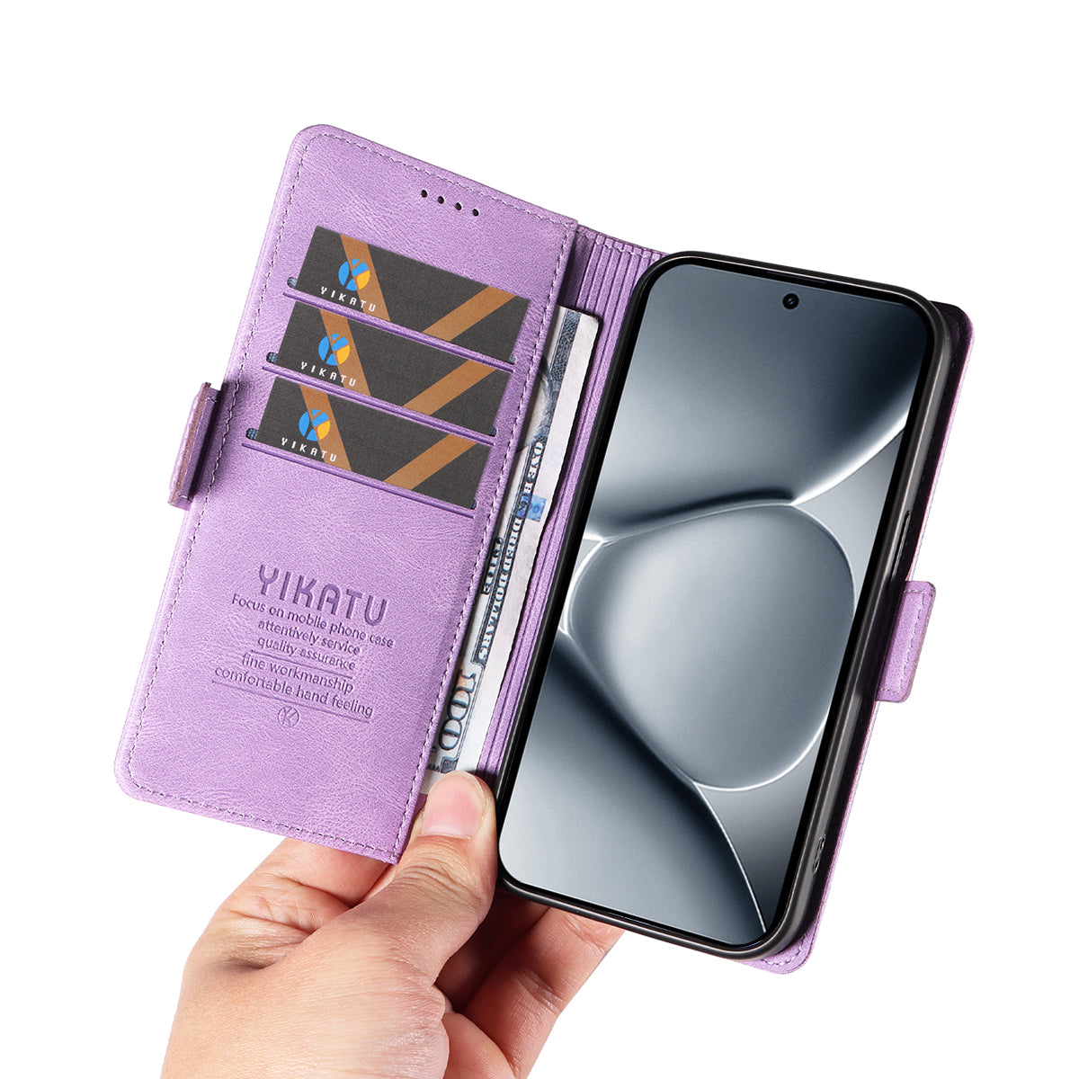 For Xiaomi Poco M8 Pro 5G / Redmi Note 15 Pro+ 5G (Global) Leather Case YIKATU YK-005 Skin-touch Feeling Wallet Phone Cover - Purple