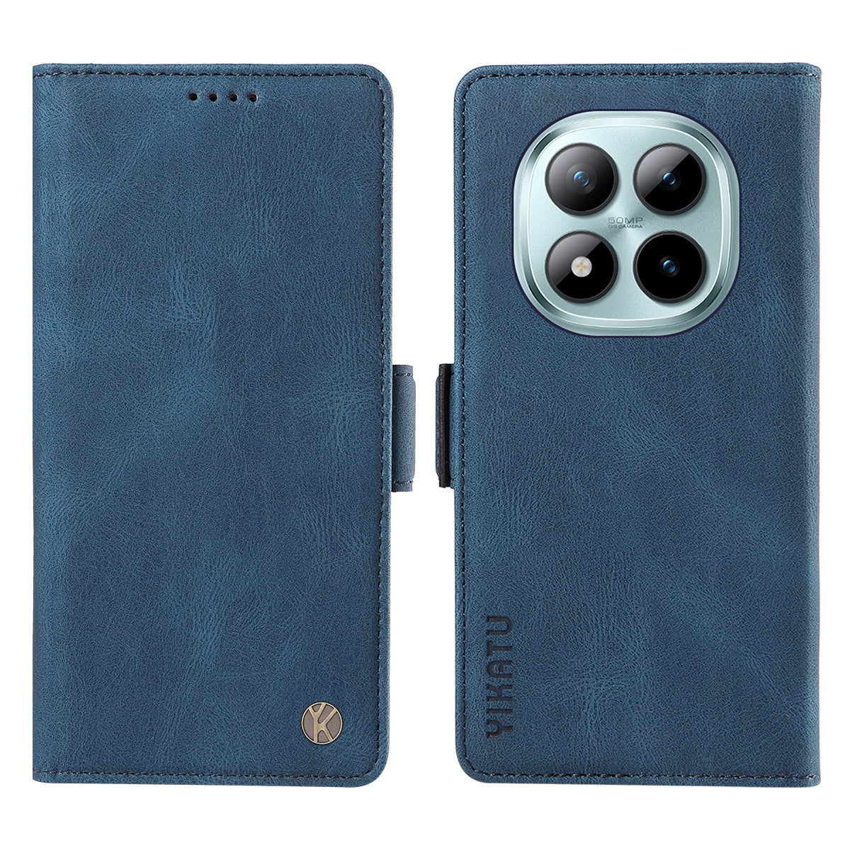 For Xiaomi Poco M8 Pro 5G / Redmi Note 15 Pro+ 5G (Global) Leather Case YIKATU YK-005 Skin-touch Feeling Wallet Phone Cover - Blue