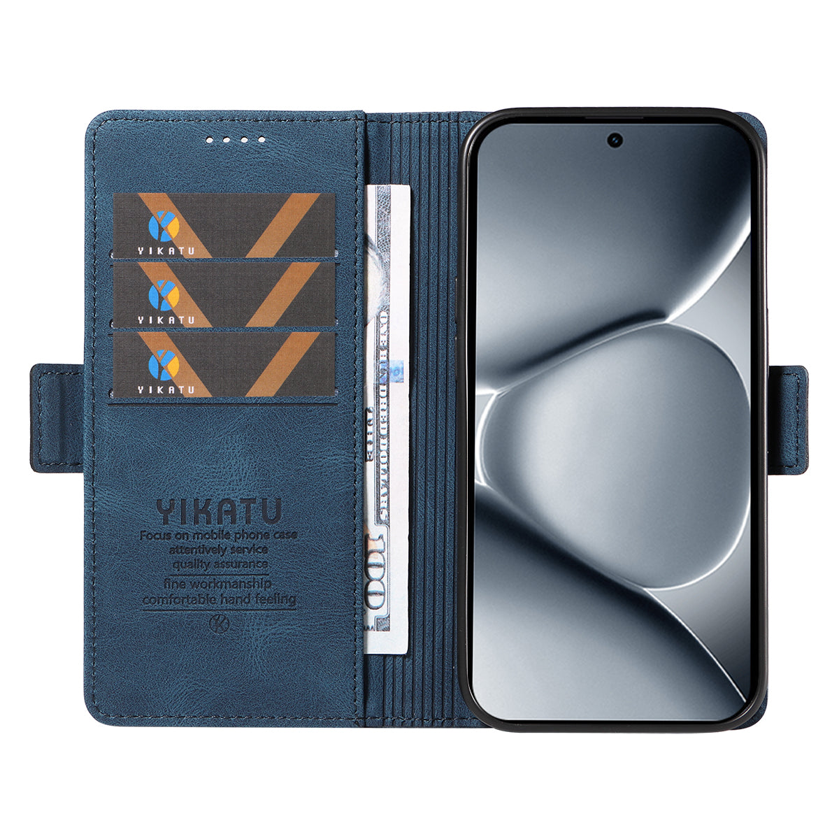 For Xiaomi Poco M8 Pro 5G / Redmi Note 15 Pro+ 5G (Global) Leather Case YIKATU YK-005 Skin-touch Feeling Wallet Phone Cover - Blue