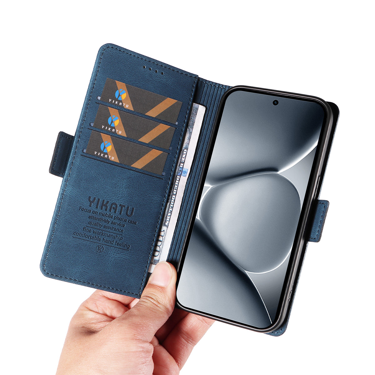 For Xiaomi Poco M8 Pro 5G / Redmi Note 15 Pro+ 5G (Global) Leather Case YIKATU YK-005 Skin-touch Feeling Wallet Phone Cover - Blue
