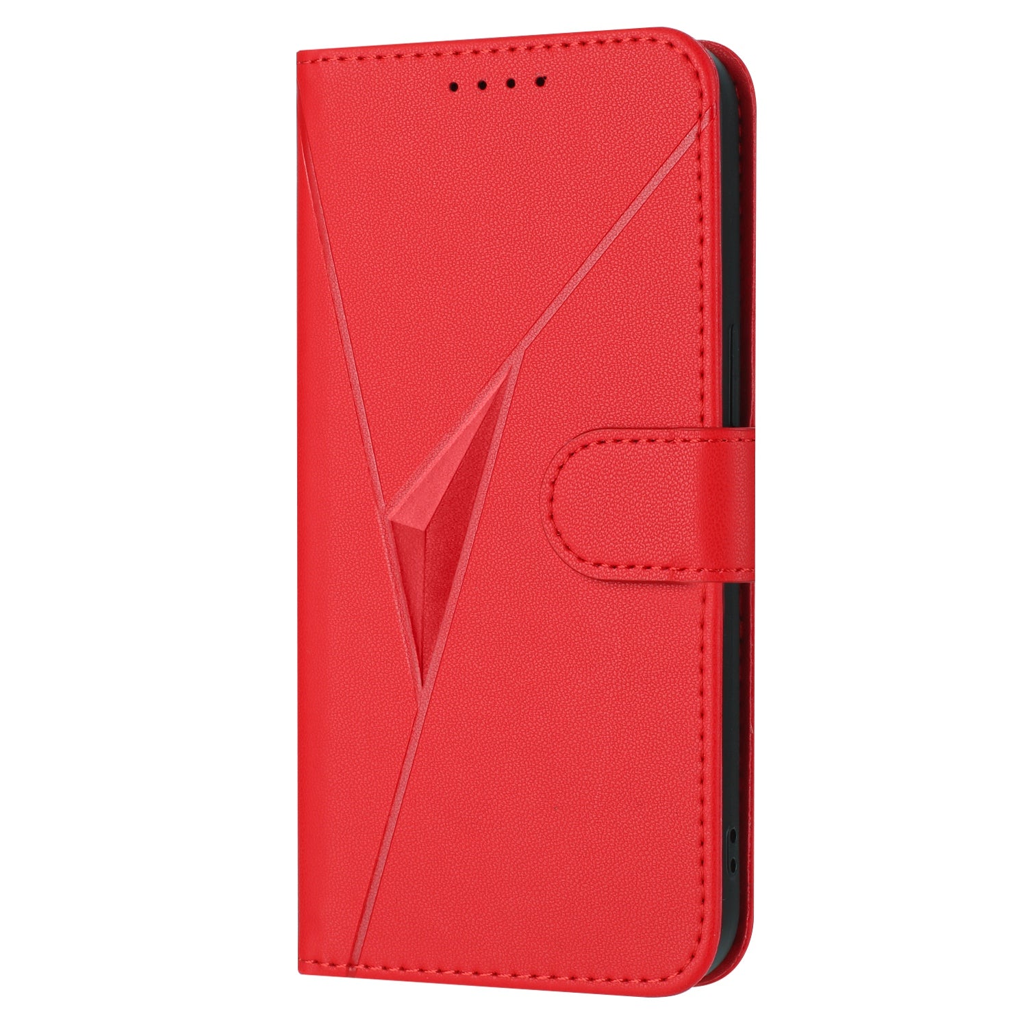 For Xiaomi Poco M8 Pro 5G / Redmi Note 15 Pro+ 5G (Global) Case Triangle Imprint Leather Phone Cover with Lanyard - Red