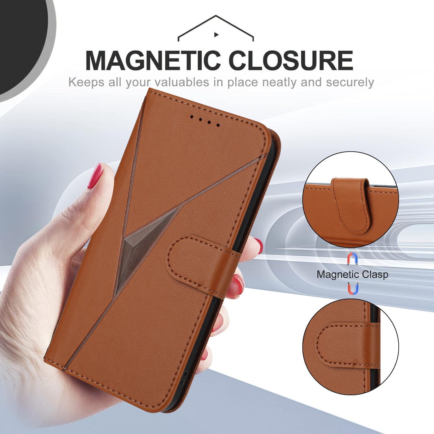 For Xiaomi Poco M8 Pro 5G / Redmi Note 15 Pro+ 5G (Global) Case Triangle Imprint Leather Phone Cover with Lanyard - Coffee
