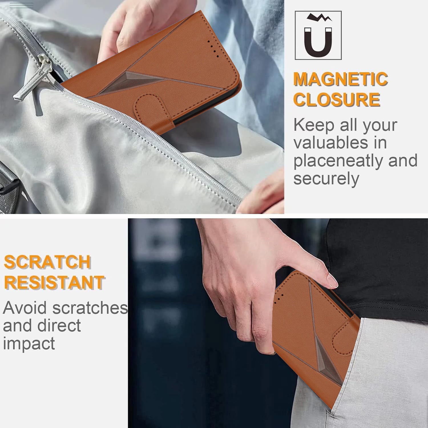 For Xiaomi Poco M8 Pro 5G / Redmi Note 15 Pro+ 5G (Global) Case Triangle Imprint Leather Phone Cover with Lanyard - Coffee