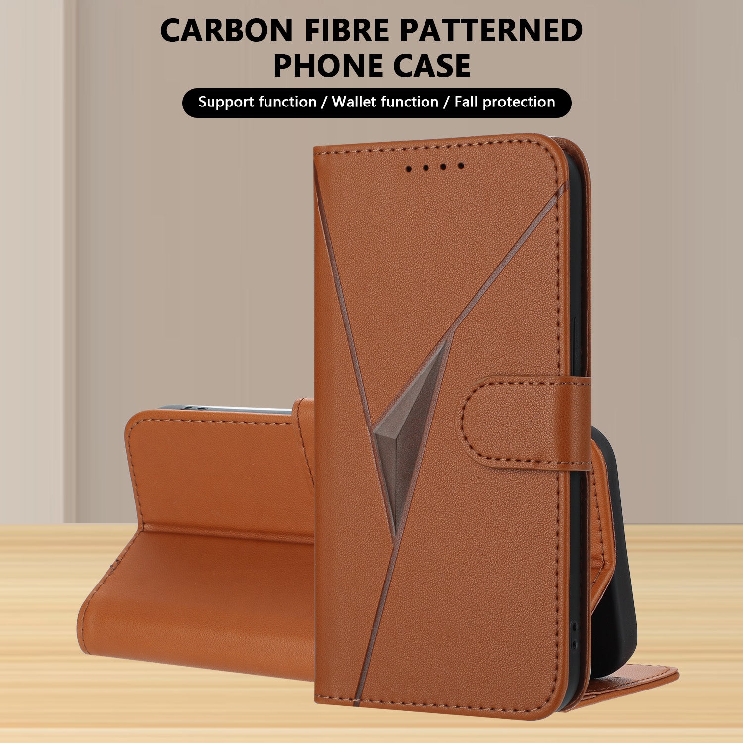For Xiaomi Poco M8 Pro 5G / Redmi Note 15 Pro+ 5G (Global) Case Triangle Imprint Leather Phone Cover with Lanyard - Coffee
