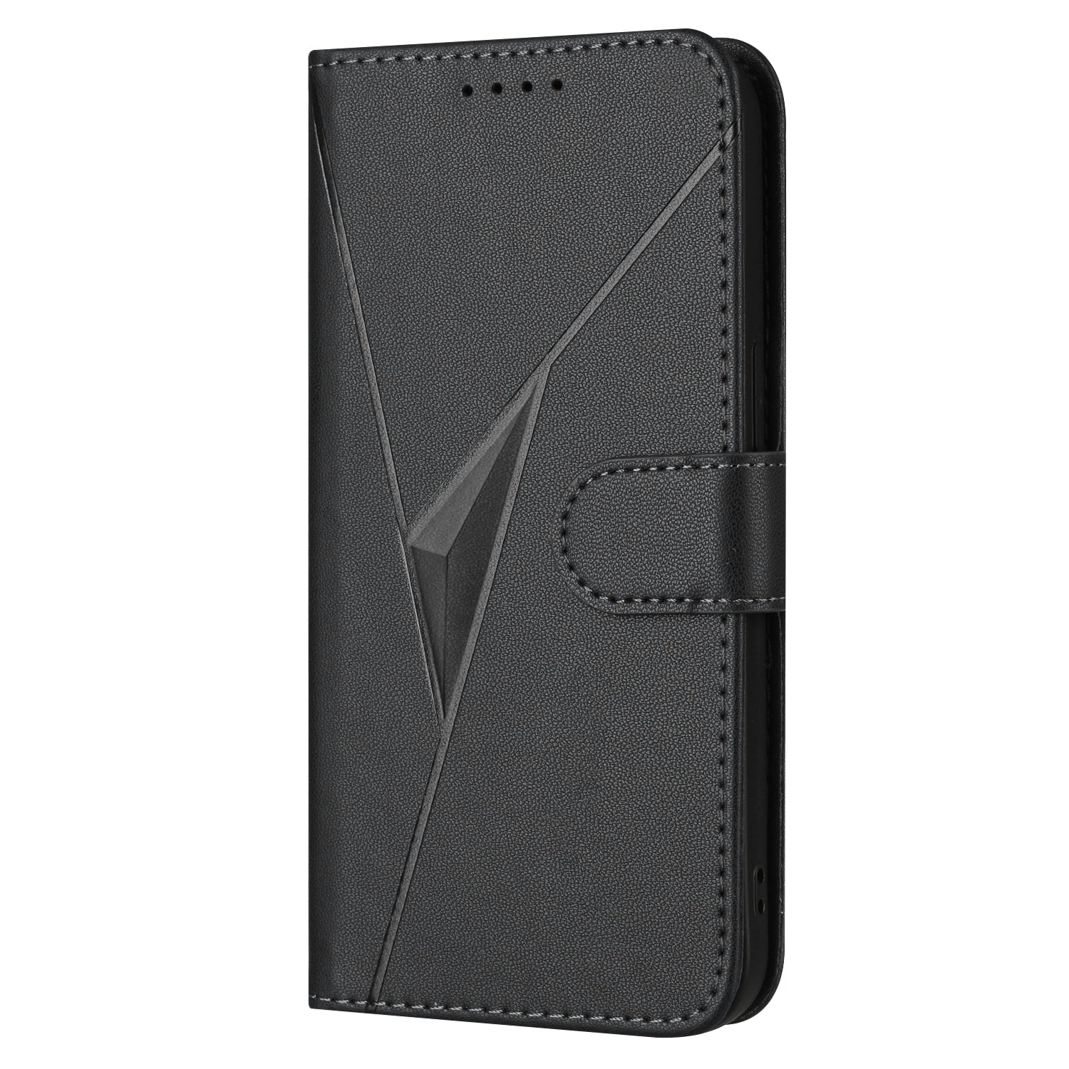 For Xiaomi Poco M8 Pro 5G / Redmi Note 15 Pro+ 5G (Global) Case Triangle Imprint Leather Phone Cover with Lanyard - Black