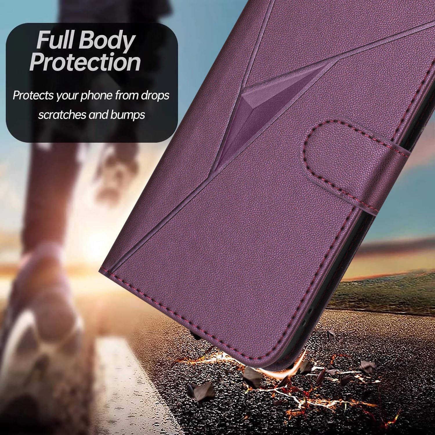 For Xiaomi Poco M8 Pro 5G / Redmi Note 15 Pro+ 5G (Global) Case Triangle Imprint Leather Phone Cover with Lanyard - Dark Purple