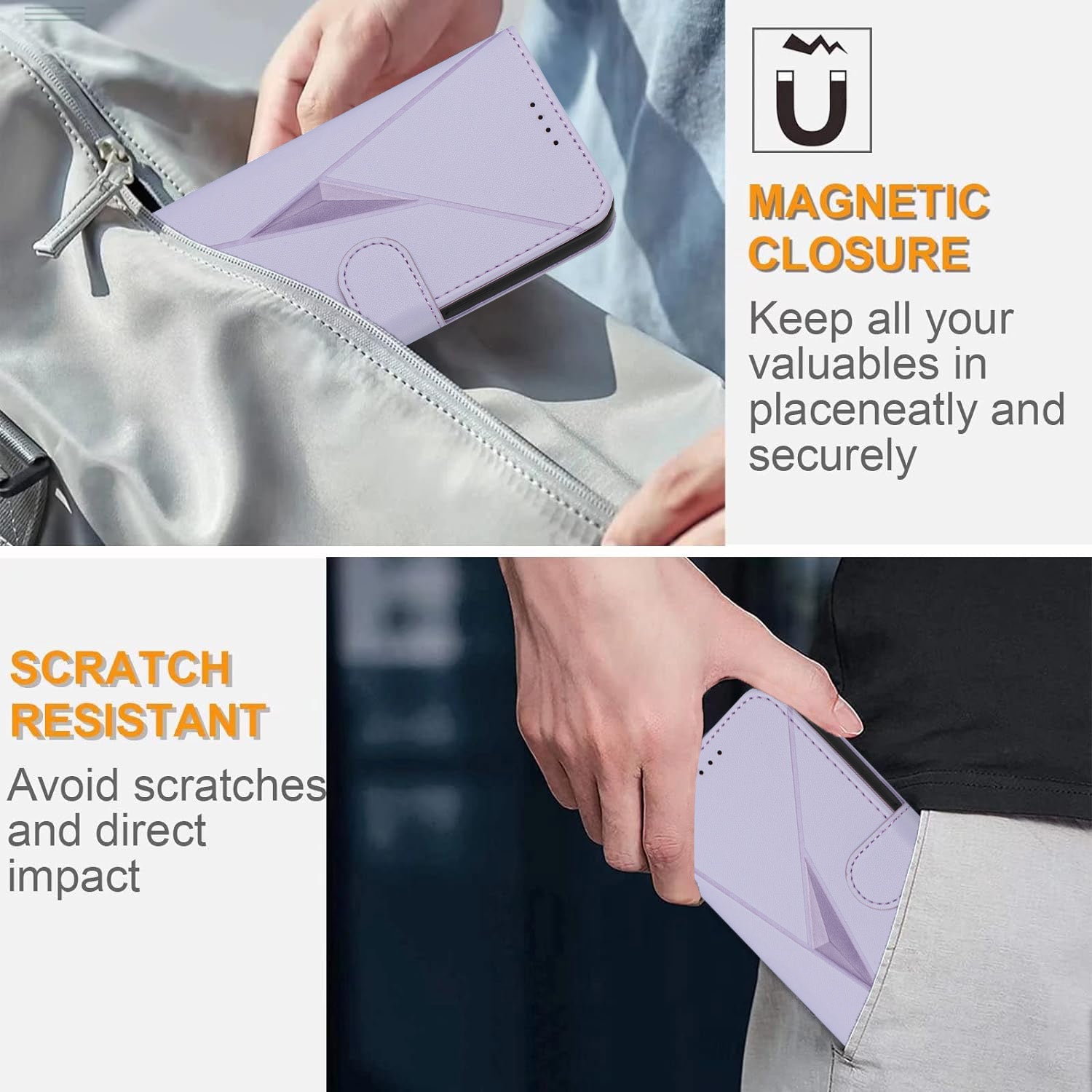 For Xiaomi Poco M8 Pro 5G / Redmi Note 15 Pro+ 5G (Global) Case Triangle Imprint Leather Phone Cover with Lanyard - Light Purple