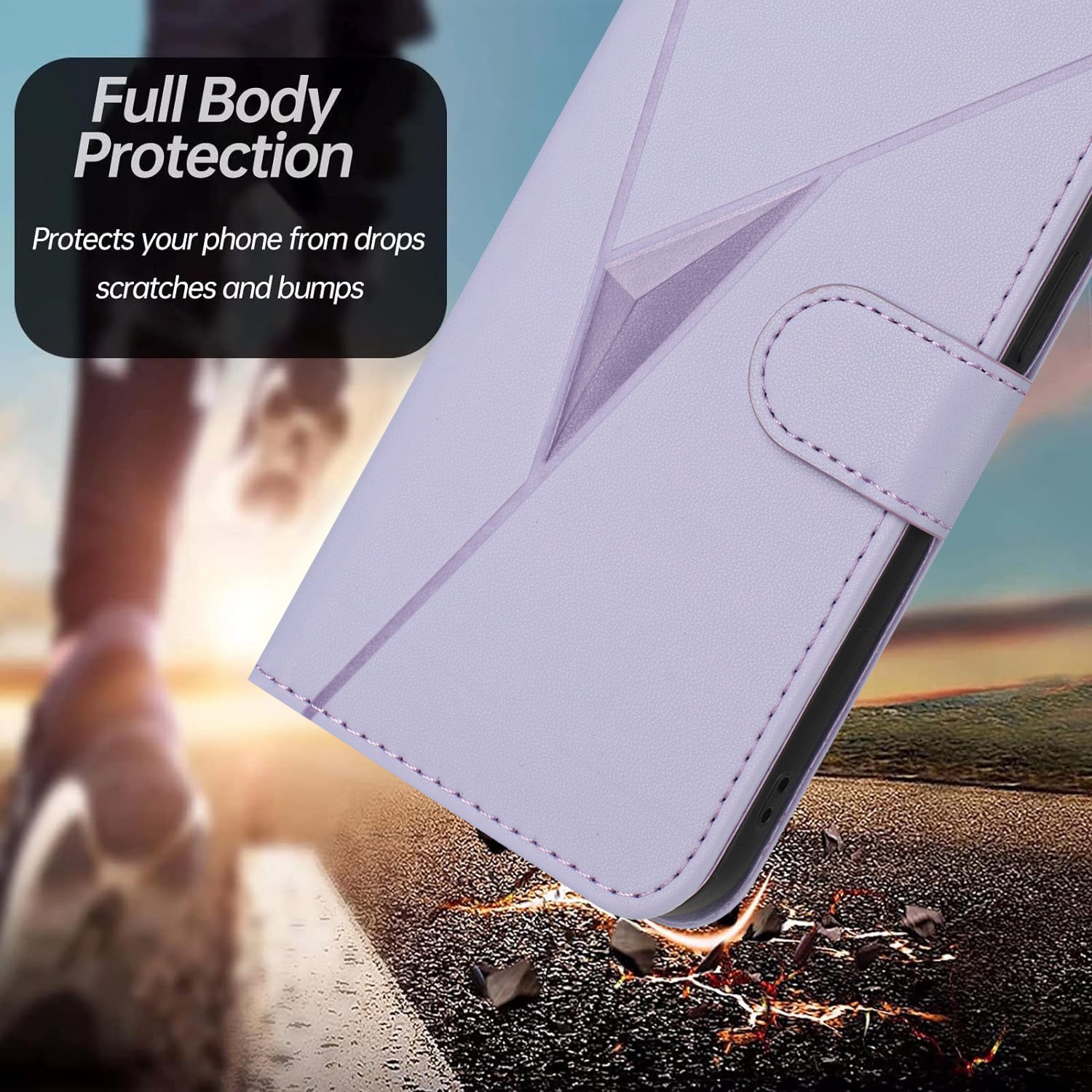 For Xiaomi Poco M8 Pro 5G / Redmi Note 15 Pro+ 5G (Global) Case Triangle Imprint Leather Phone Cover with Lanyard - Light Purple