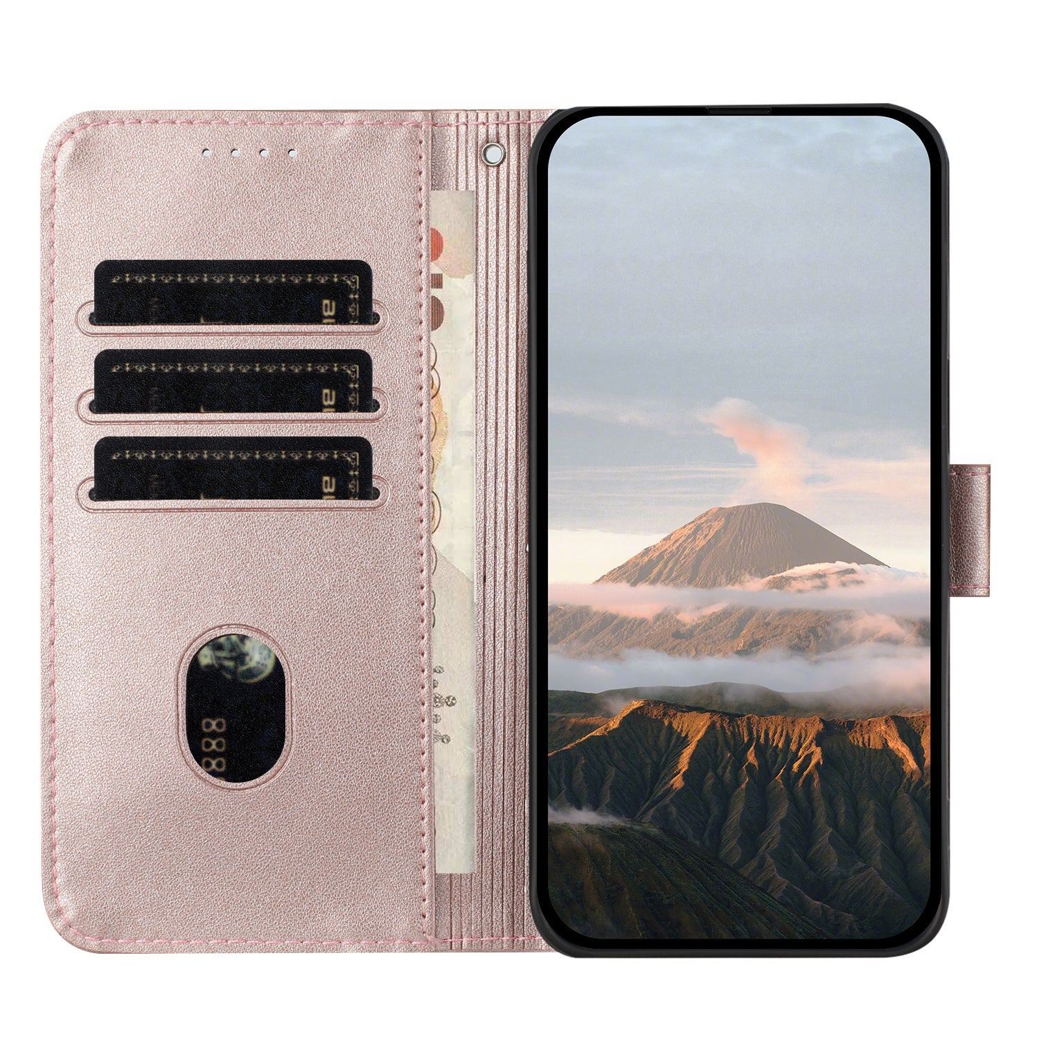 For Xiaomi Poco M8 Pro 5G / Redmi Note 15 Pro+ 5G (Global) Case Triangle Imprint Leather Phone Cover with Lanyard - Rose Gold