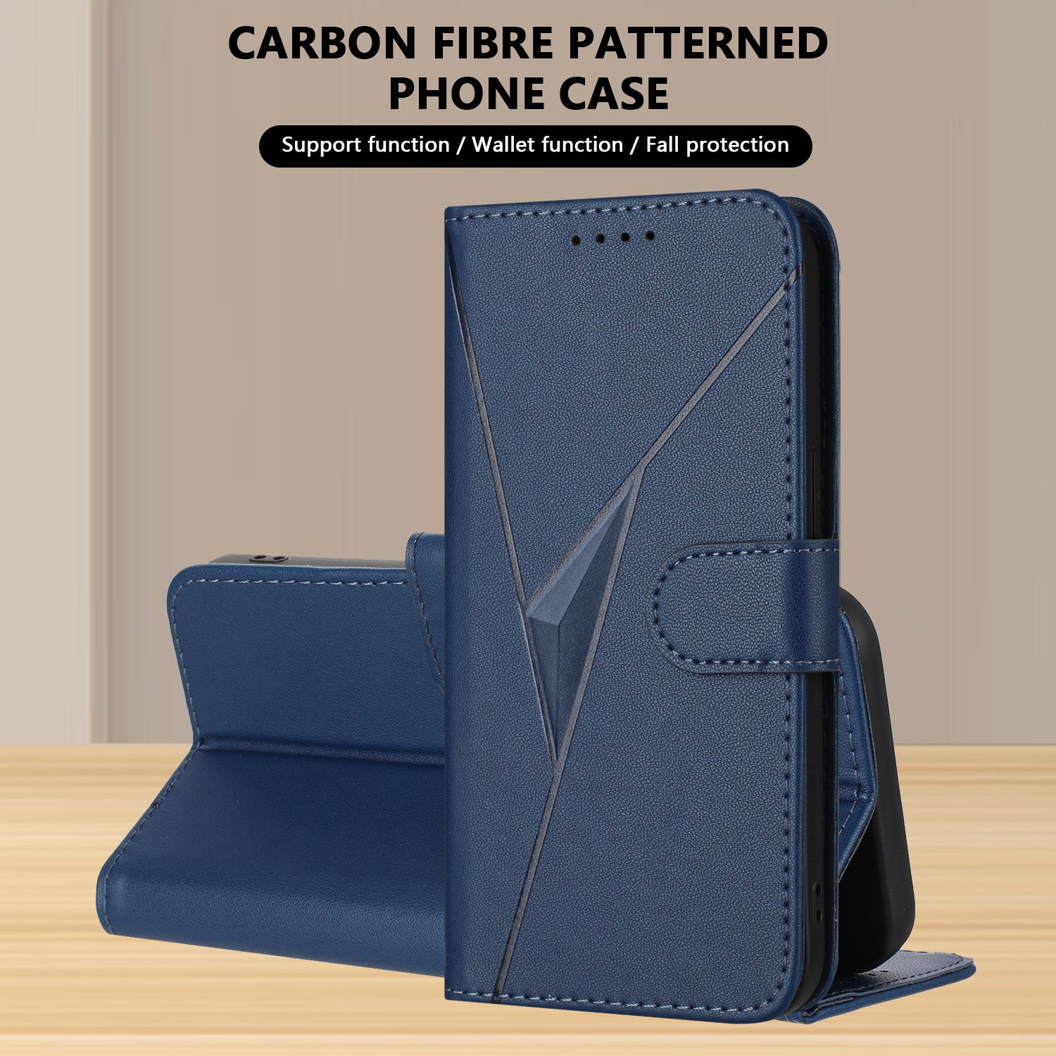 For Xiaomi Poco M8 Pro 5G / Redmi Note 15 Pro+ 5G (Global) Case Triangle Imprint Leather Phone Cover with Lanyard - Royal Blue