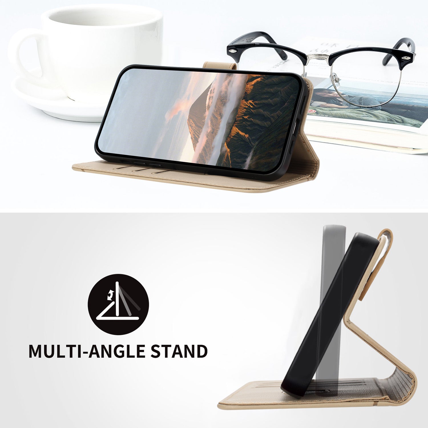 For Xiaomi Poco M8 Pro 5G / Redmi Note 15 Pro+ 5G (Global) Case Triangle Imprint Leather Phone Cover with Lanyard - Golden