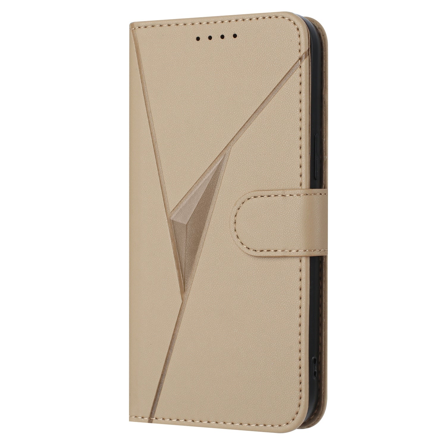 For Xiaomi Poco M8 Pro 5G / Redmi Note 15 Pro+ 5G (Global) Case Triangle Imprint Leather Phone Cover with Lanyard - Golden
