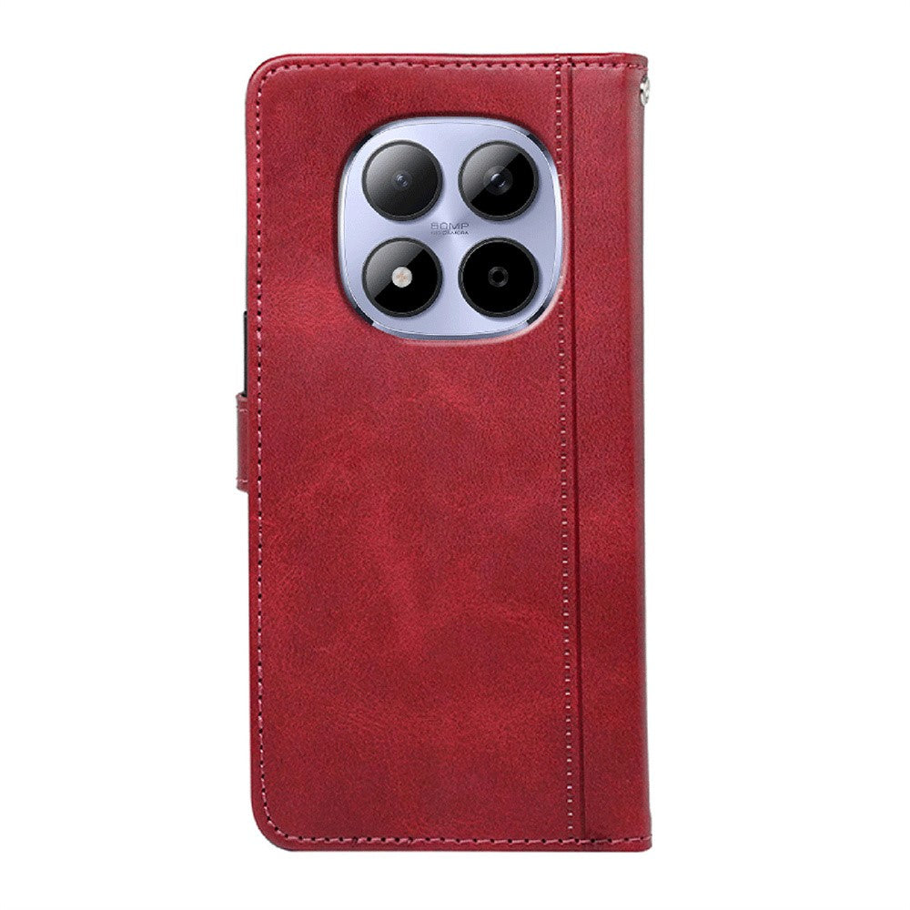 For Xiaomi Redmi Note 15 Pro 5G (Global) Case Calf Texture Leather Stand Book Style Phone Cover - Red