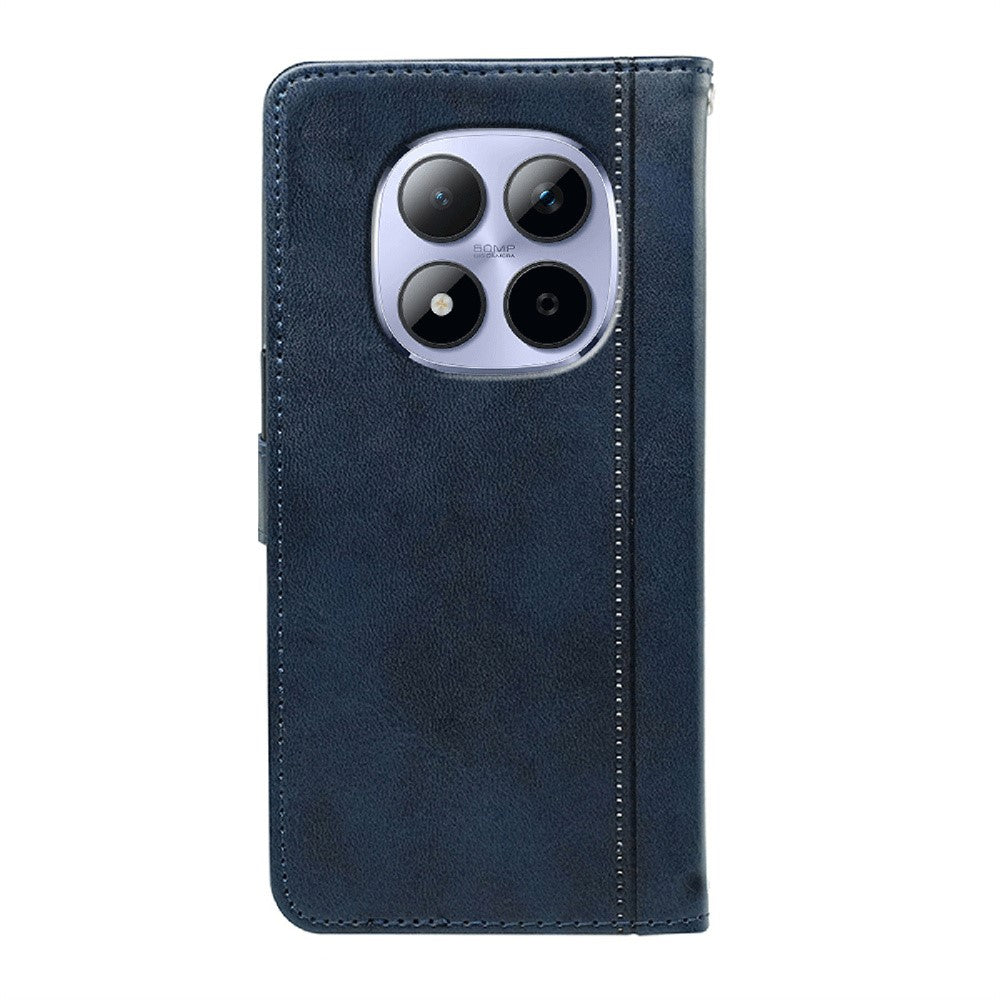 For Xiaomi Redmi Note 15 Pro 5G (Global) Case Calf Texture Leather Stand Book Style Phone Cover - Blue