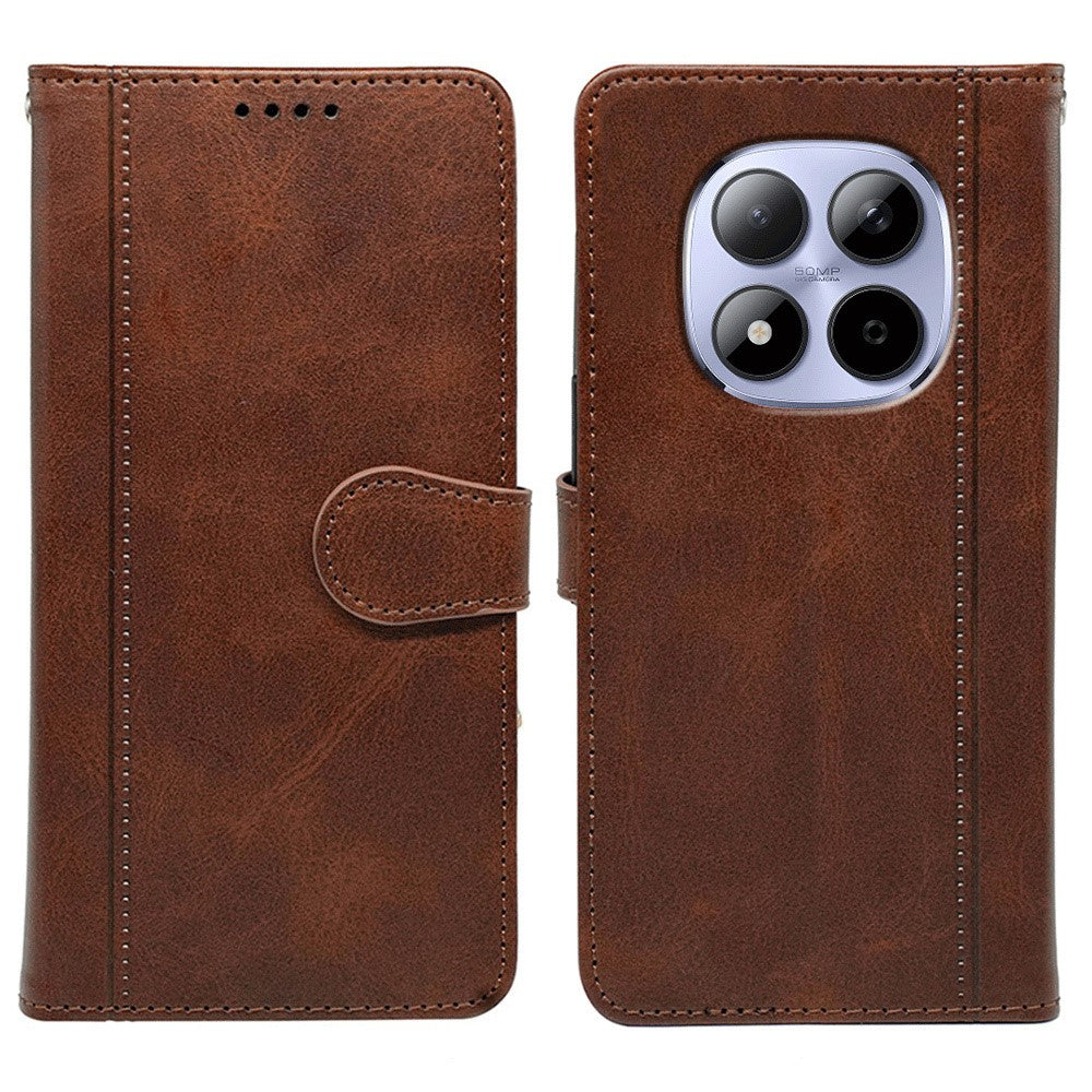 For Xiaomi Redmi Note 15 Pro 5G (Global) Case Calf Texture Leather Stand Book Style Phone Cover - Brown